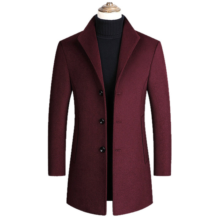 Men's modern tailored wool blend overcoat with slim silhouette and three-button front Mune Fashion
