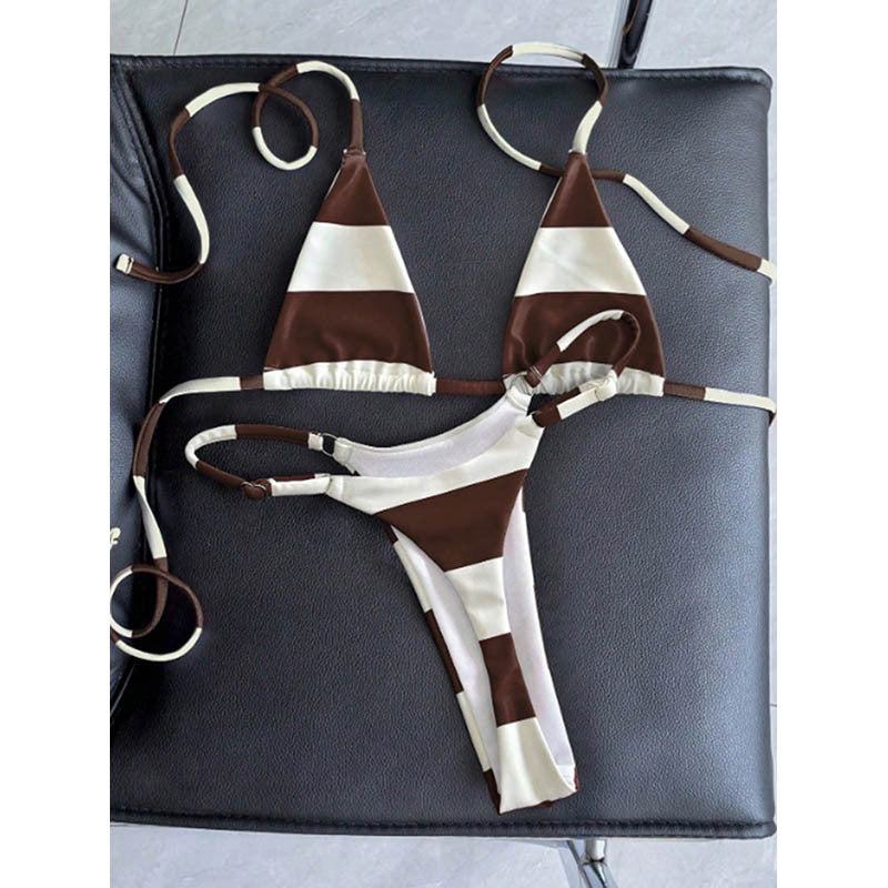 Women's Triangle Bikini with striking stripe design Mune Fashion