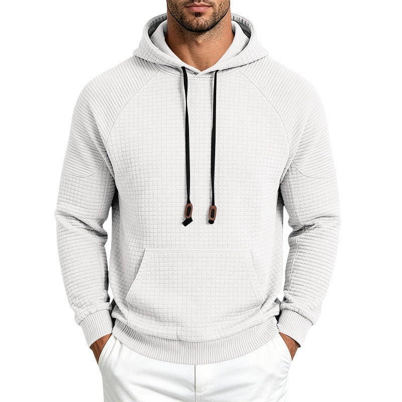 Men's Thermal Waffle Hoodie with Raglan Sleeves and Kangaroo Pocket Mune Fashion