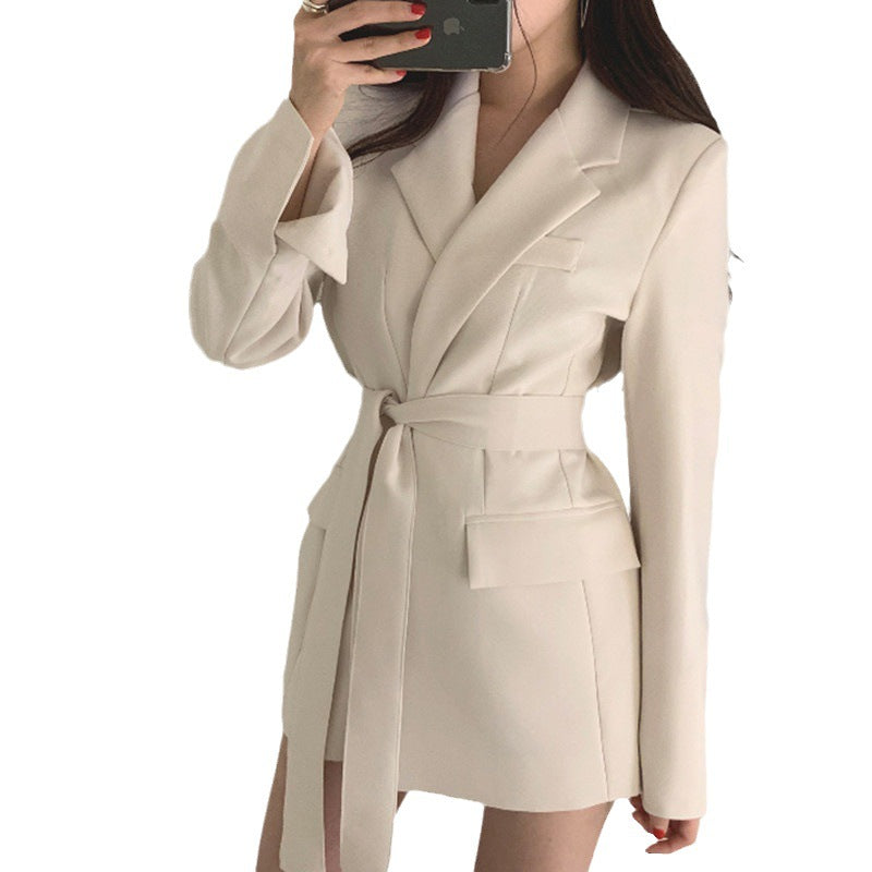 Women Elegant Blazer Dress with Belt Mune Fashion