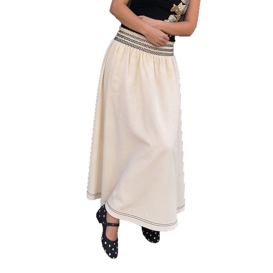 Women's midi skirt with shirred high waist and flared A-line Mune Fashion