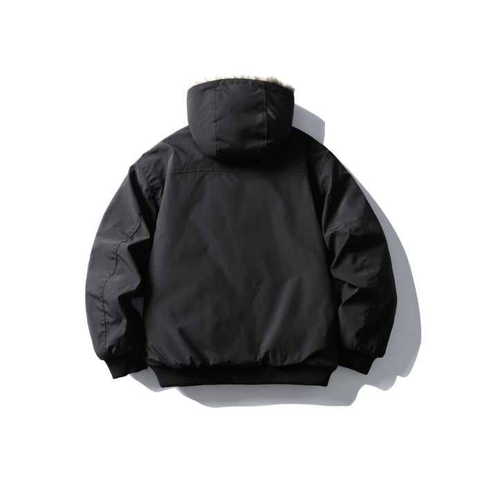 Unisex Boxy-padded short jacket with hood and faux fur trim Mune Fashion