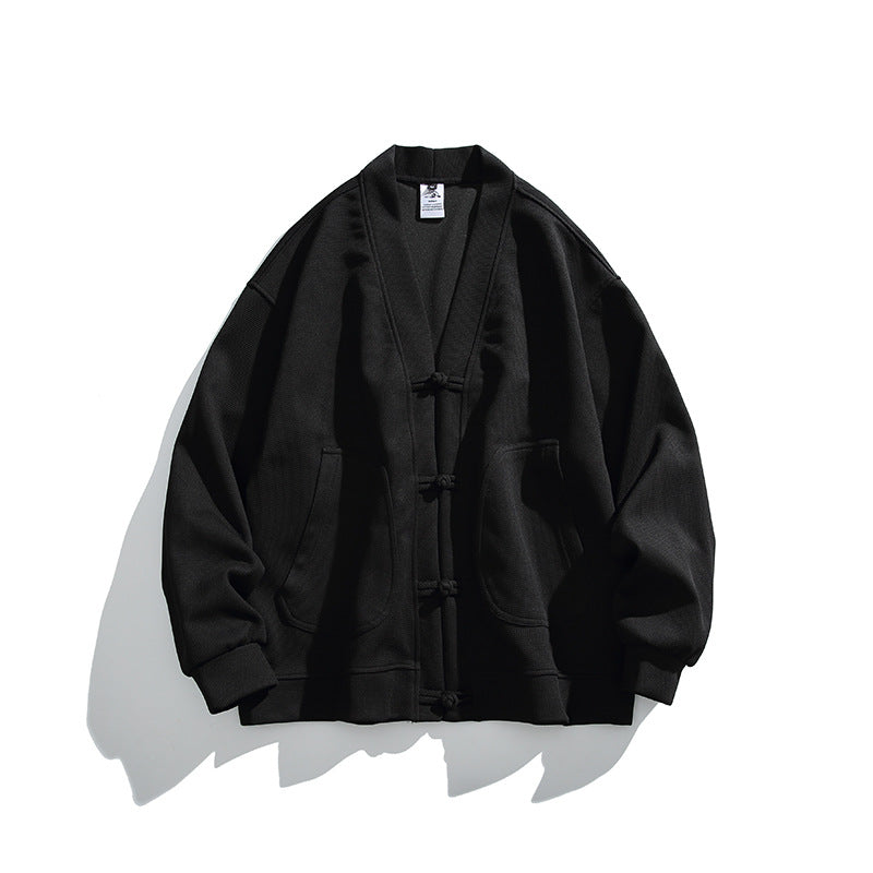 Men's loose-fitting kimono jacket in Hanfu style with drawstring closures and patch pockets Mune Fashion