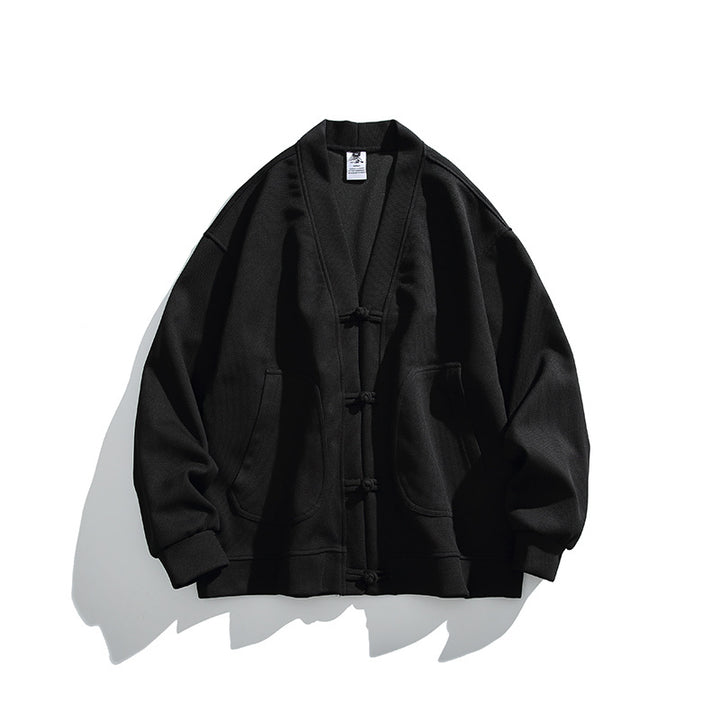 Men's loose-fitting kimono jacket in Hanfu style with drawstring closures and patch pockets Mune Fashion