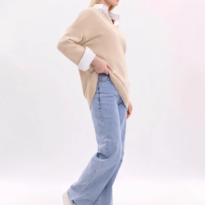 Ladies Casual V-Neck Knit Sweater