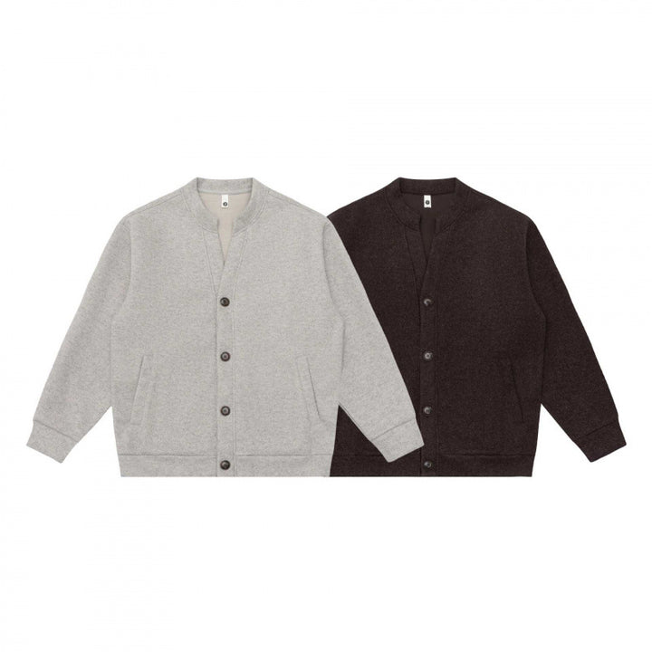 Unisex Casual Button Jacket made of Sweat Fabric with Stand-up Collar, Ribbed Cuffs and Side Pockets Mune Fashion