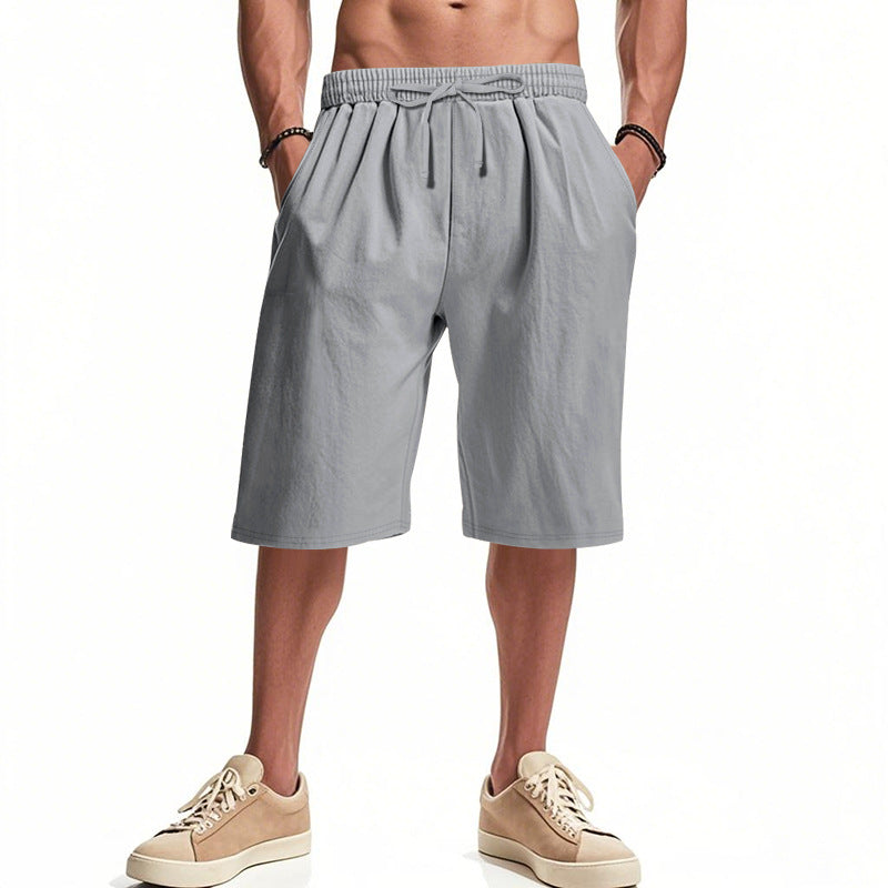 Men's casual bermuda shorts made of cotton blend with elastic waistband, drawstring, and side pockets Mune Fashion