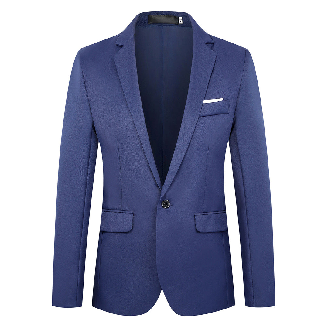 Men's fitted satin blazer with slim silhouette, notch lapel and decorative chest piping Mune Fashion