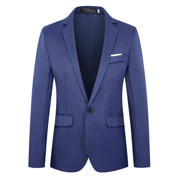 Men's fitted satin blazer with slim silhouette, notch lapel and decorative chest piping Mune Fashion