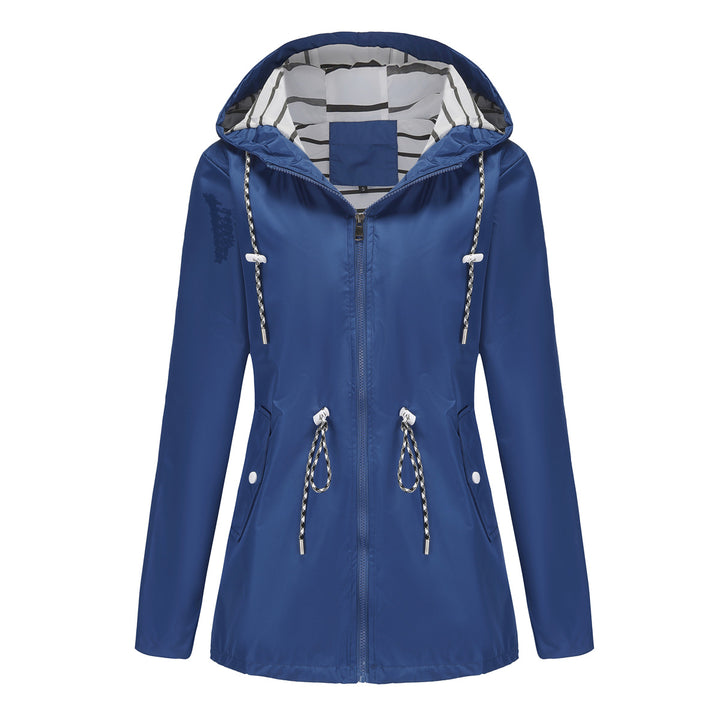 Women's light waterproof parka rain jacket with waist drawstring Mune Fashion