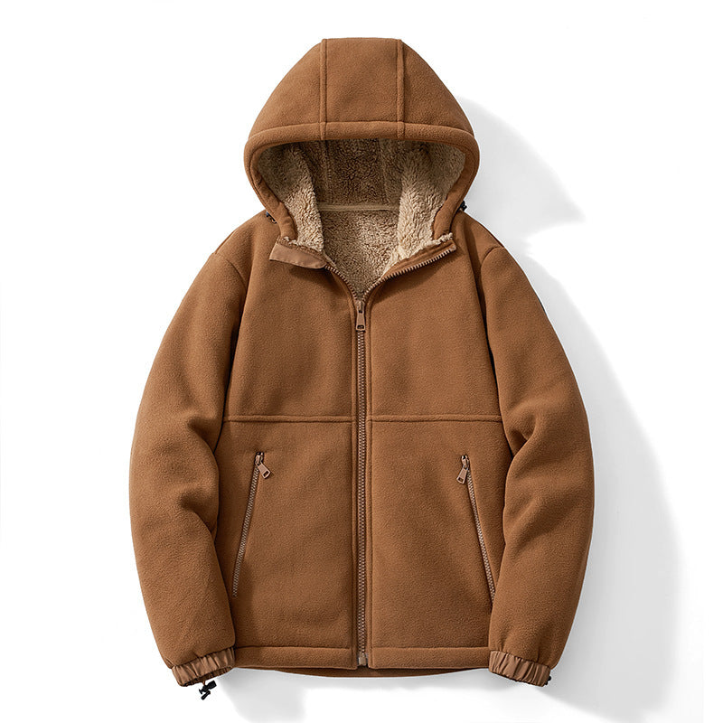 Men's hooded fleece jacket with teddy inner lining, full zip and windproof cuffs Mune Fashion