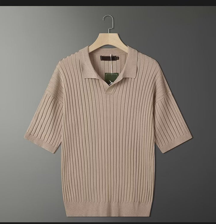 Men's Fashion Short Sleeve Knit Polo Shirt Mune Fashion