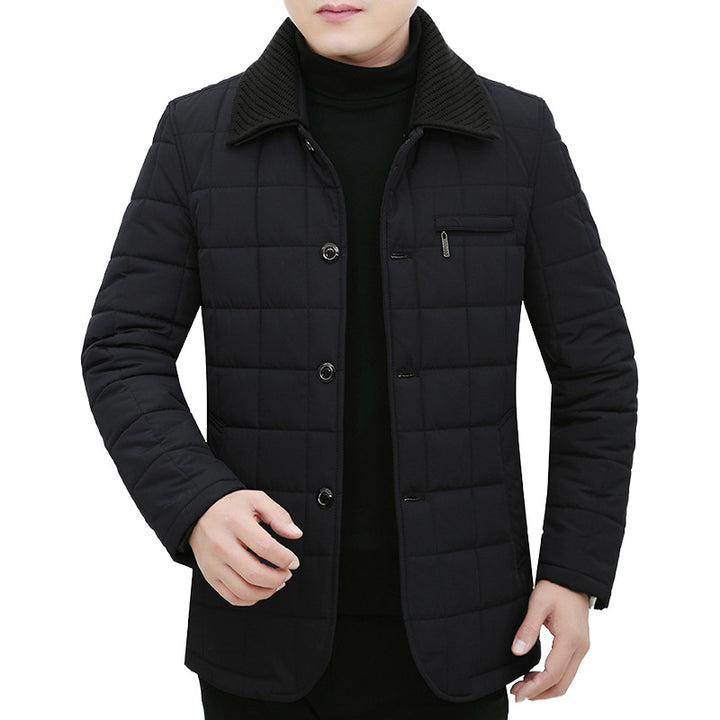 Men's quilted jacket with box quilting, corduroy collar, and chest zip pocket Mune Fashion
