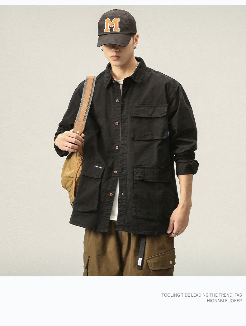 Men's Military-Inspired Field Jacket with Multiple Pockets and Loose Fit Mune Fashion