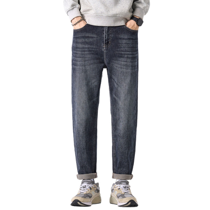 Men's Relaxed-Straight Denim Jeans with subtle used look and turned-up hem Mune Fashion