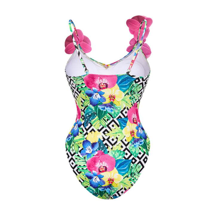 Women Flower Pattern Swimsuit and Skirt Set Mune Fashion