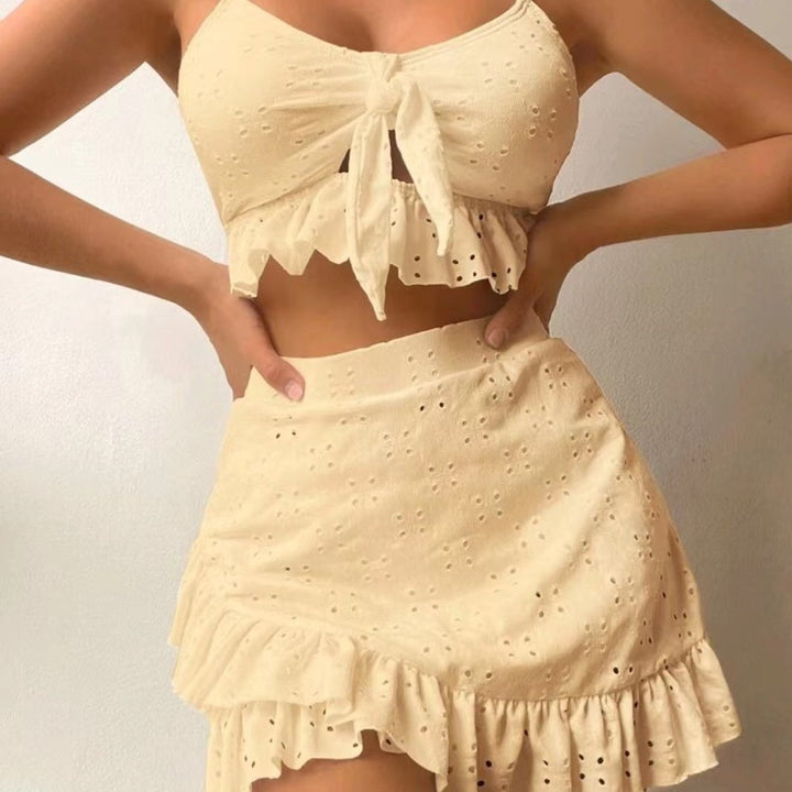 Women's playful crop top and ruffled skirt set Mune Fashion