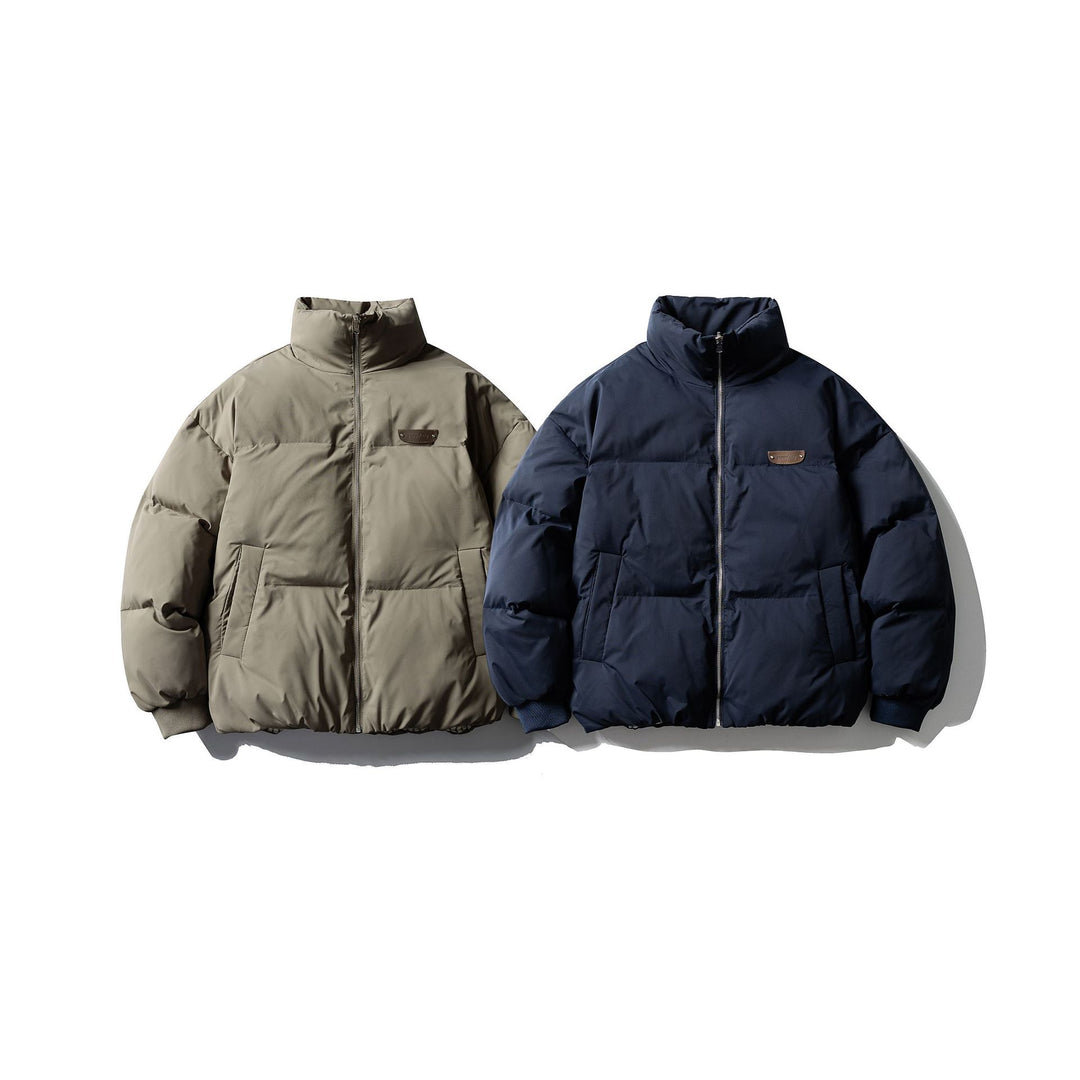 Men's Boxy Puffer Jacket with High Stand Collar and Minimalist Outer Shell Mune Fashion