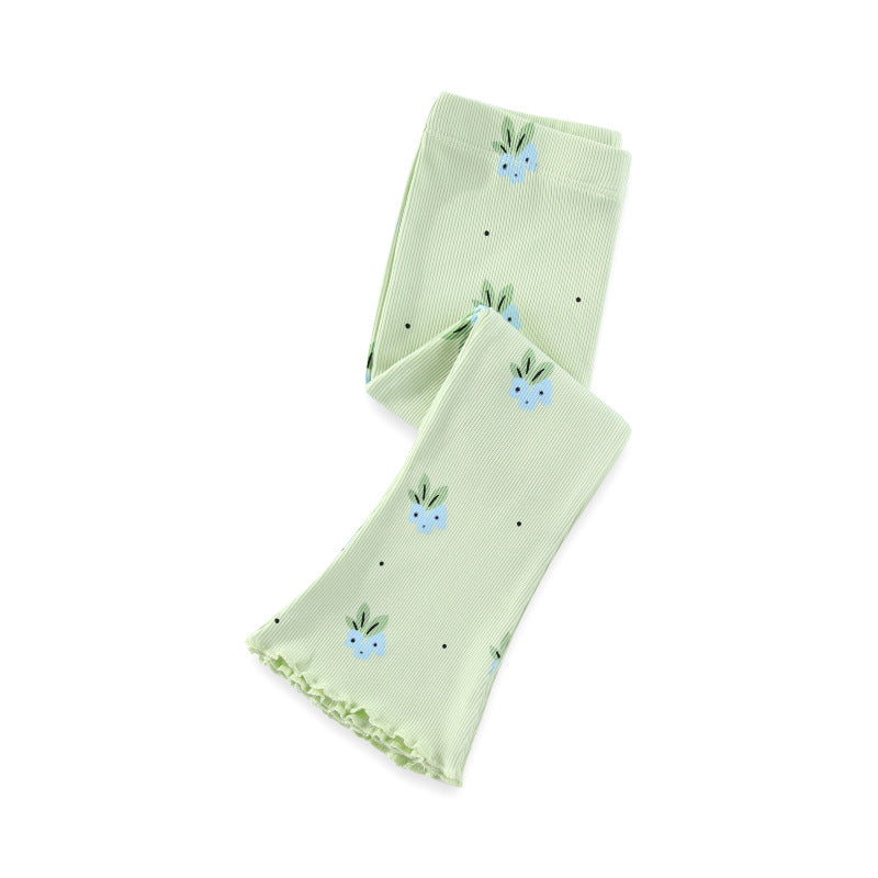 Girls Flared Leggings with Colorful Flower Pattern Mune Fashion