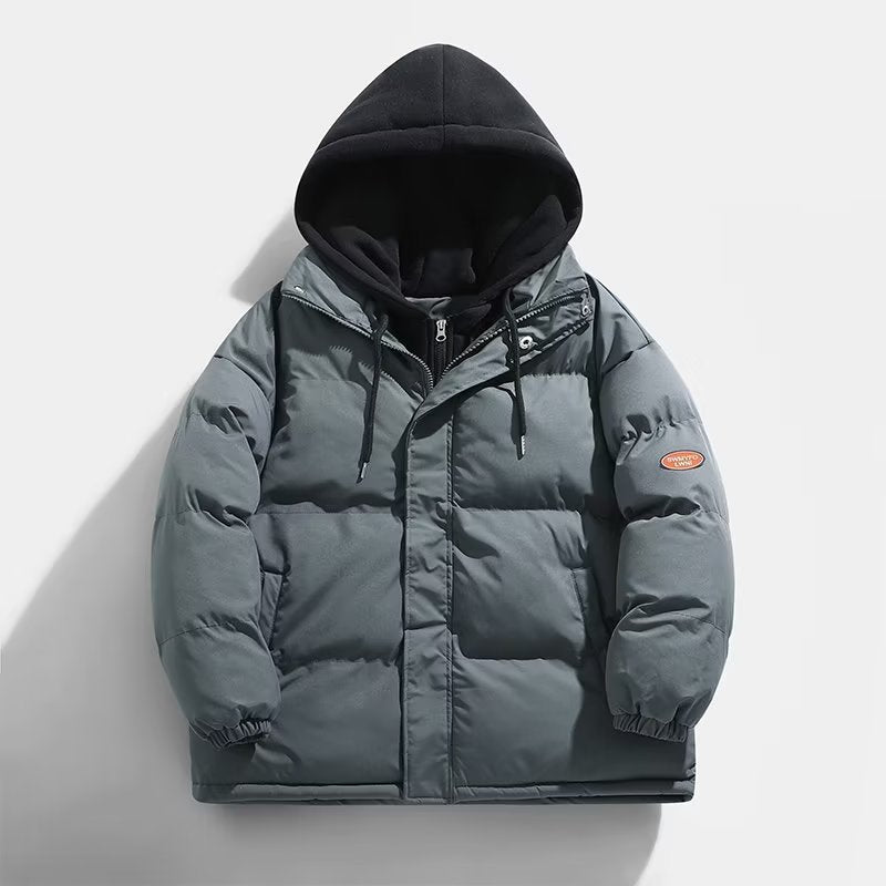 Men's Padded Winter Puffer Jacket with Two-Layer Hood and Elastic Cuffs Mune Fashion
