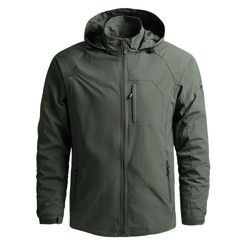Men's lightweight technical hooded field jacket with chest zipper and multifunctional pockets Mune Fashion