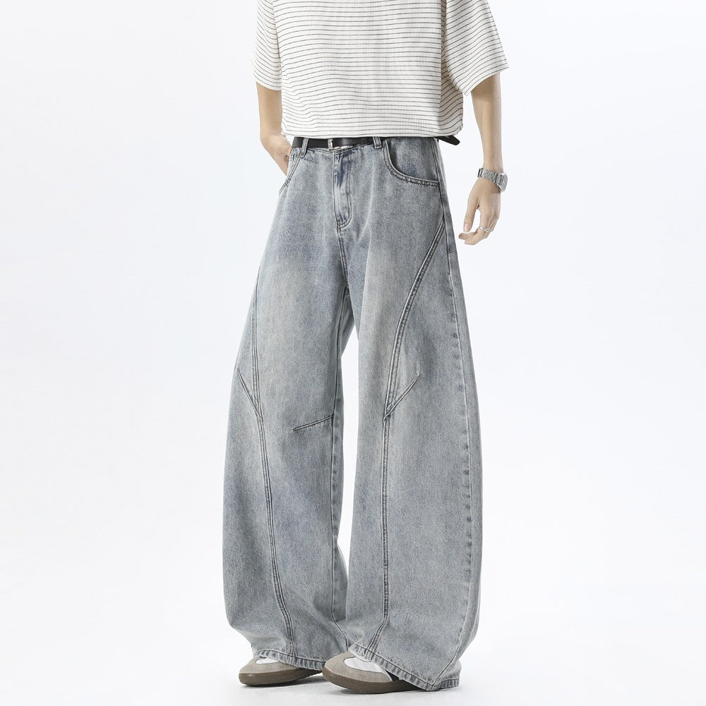 Men's Wide Baggy Jeans with High Waist, Extra Wide Leg, and Decorative Seams Mune Fashion