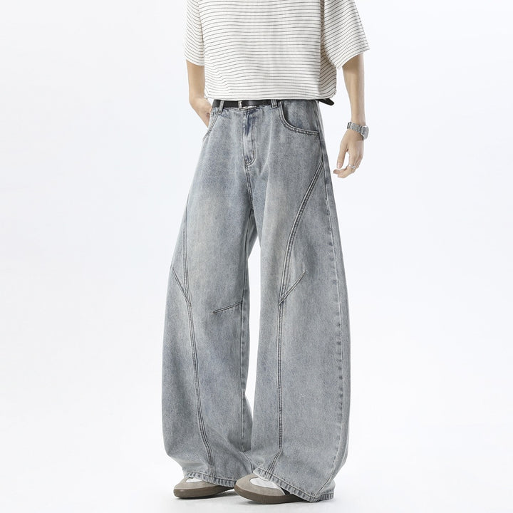 Men's Wide Baggy Jeans with High Waist, Extra Wide Leg, and Decorative Seams Mune Fashion