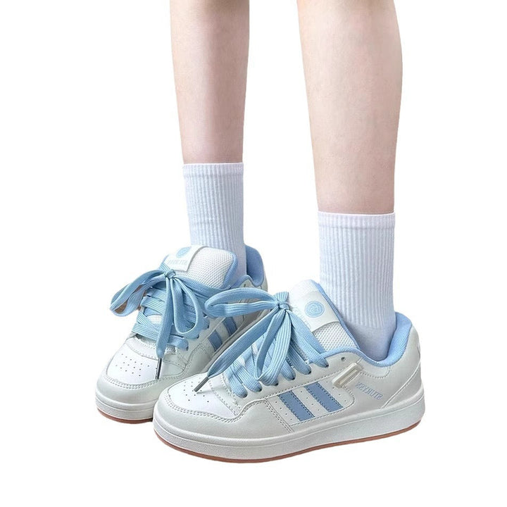 Women's Sporty Sneakers with Fashionable Satin Ribbons Mune Fashion