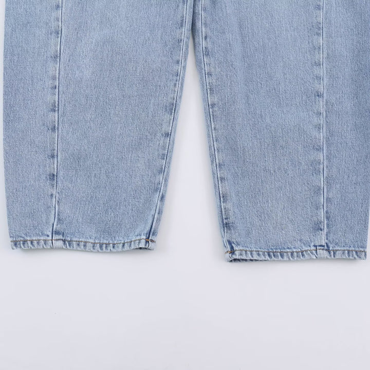 Women's high-waisted wide jeans with straight leg and cropped length Mune Fashion