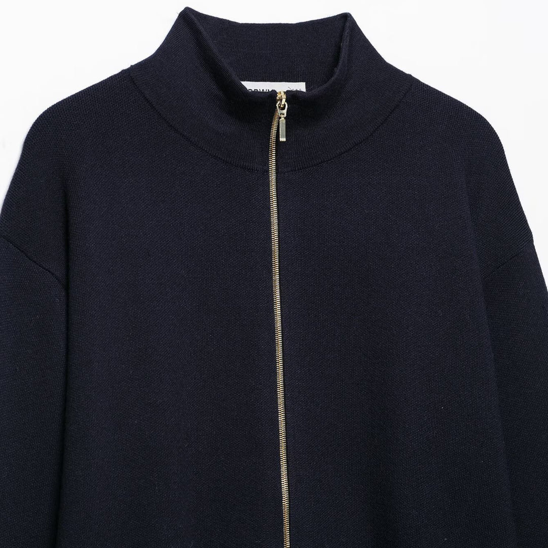 Women's Cropped Cardigan with Stand-up Collar and Full Zip Mune Fashion