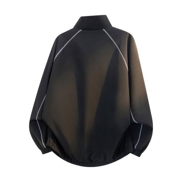 Unisex Oversize Bomber Jacket with Raglan Sleeves, Contrasting Zipper & Elastic Cuff Mune Fashion