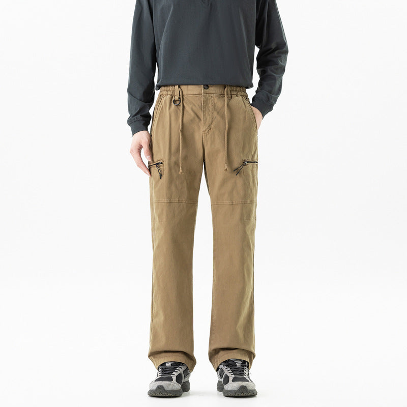 Herren Komfort-Canvas-Cargo-Hose mit elastischem Tunnelzugbund, Kniepaneelen und Multifachtaschen Mune Fashion