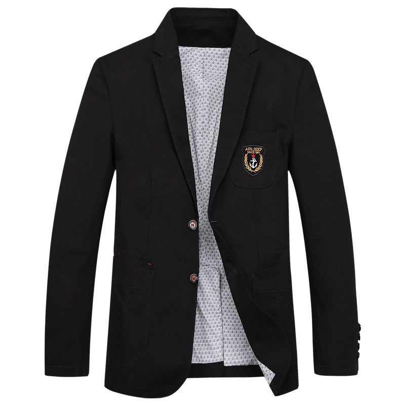 Men's cotton blazer in casual worker style with chest pocket and emblem Mune Fashion