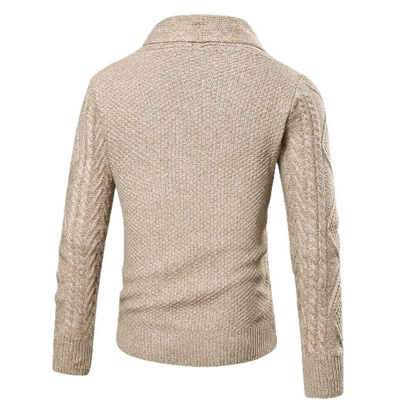 Men's chunky knit cardigan with shawl collar and cable pattern Mune Fashion