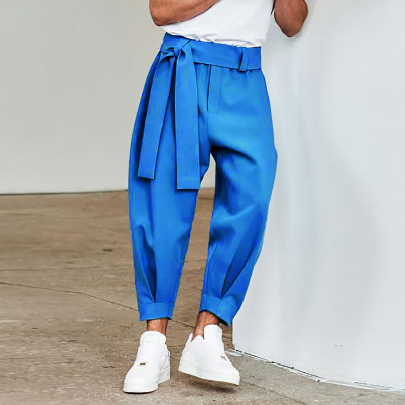 Men's elegant leisure pants with adjustable waistband and wide cut Mune Fashion