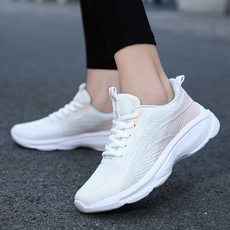 Women’s lightweight mesh knit leisure shoe with seamless upper, ergonomic cushioning sole, and heel pull tab Mune Fashion