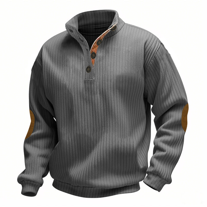 Men's ribbed turtleneck with stand-up collar and contrasting elbow patches Mune Fashion
