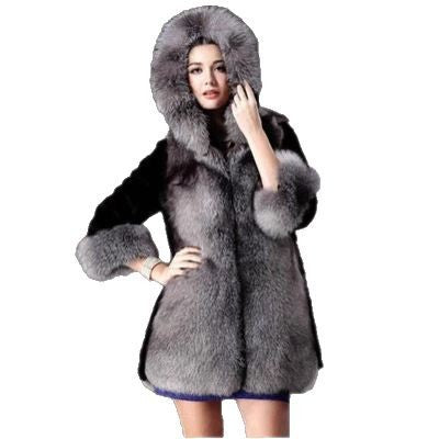 Ladies Hooded Short Coat with Full Fur Lining Mune Fashion
