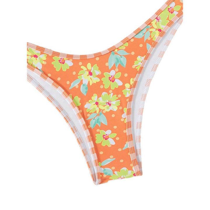 Women's Triangle Bikini with Floral Design and Playful Ties Mune Fashion