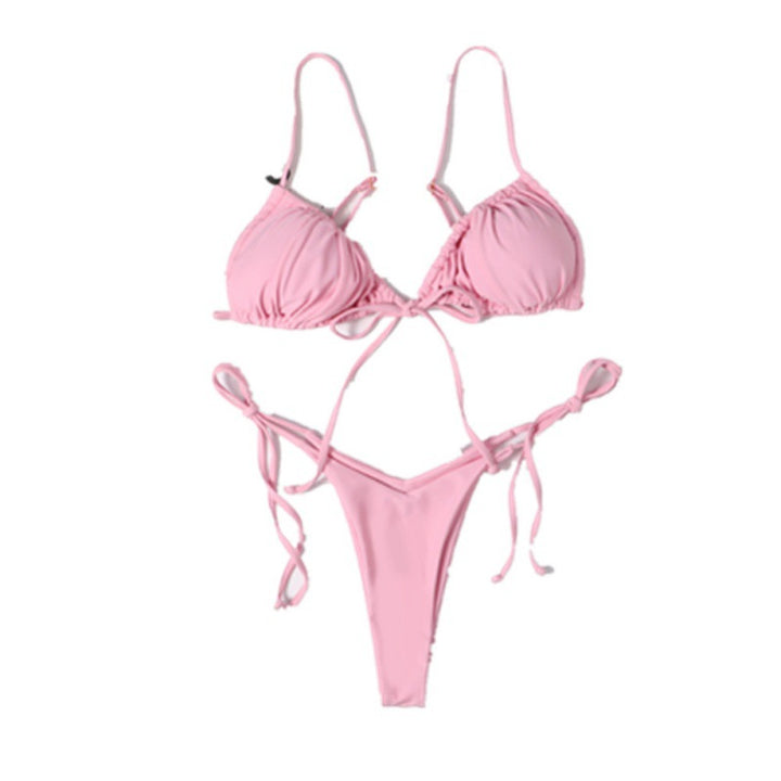 Women's bikini set with adjustable tie straps and fashionable leopard print Mune Fashion