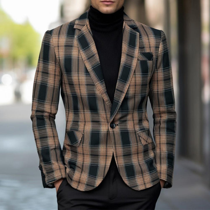 Men's tailored jacket with window check pattern, single-button closure and patch pockets Mune Fashion