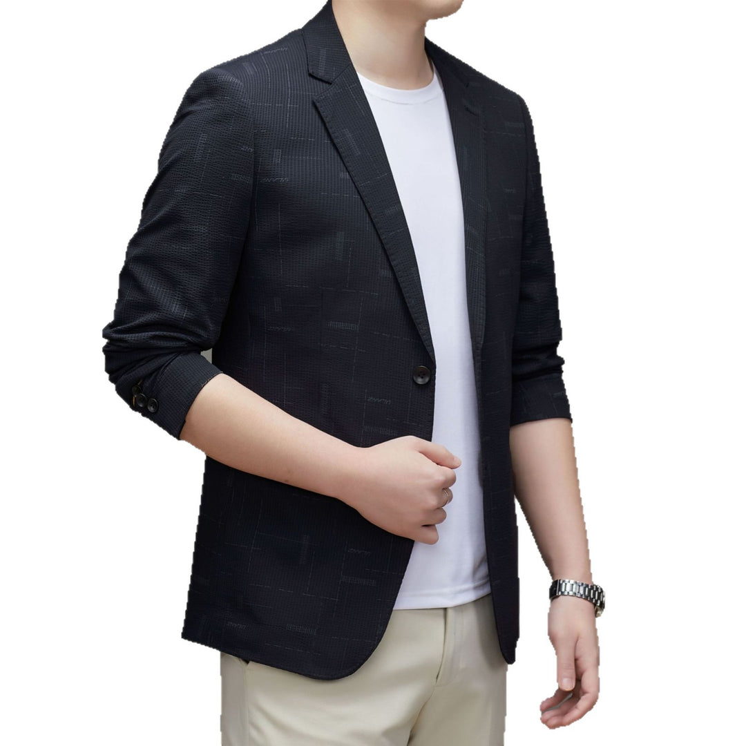 Men's blazer in a slim fit made of textured fabric with rolled-up sleeves Mune Fashion