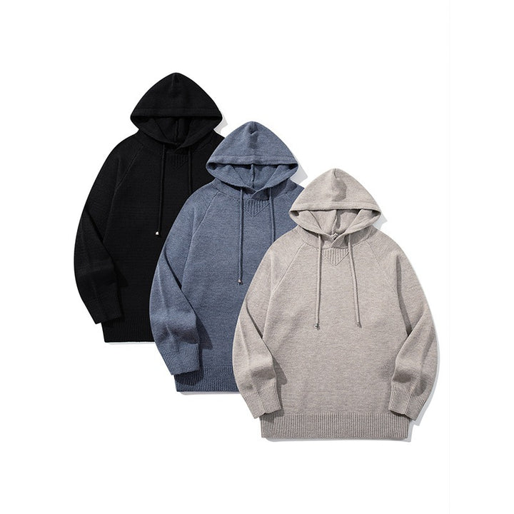 Unisex Oversize Knit Hoodie with Raglan Sleeves and Ribbed Cuffs Mune Fashion
