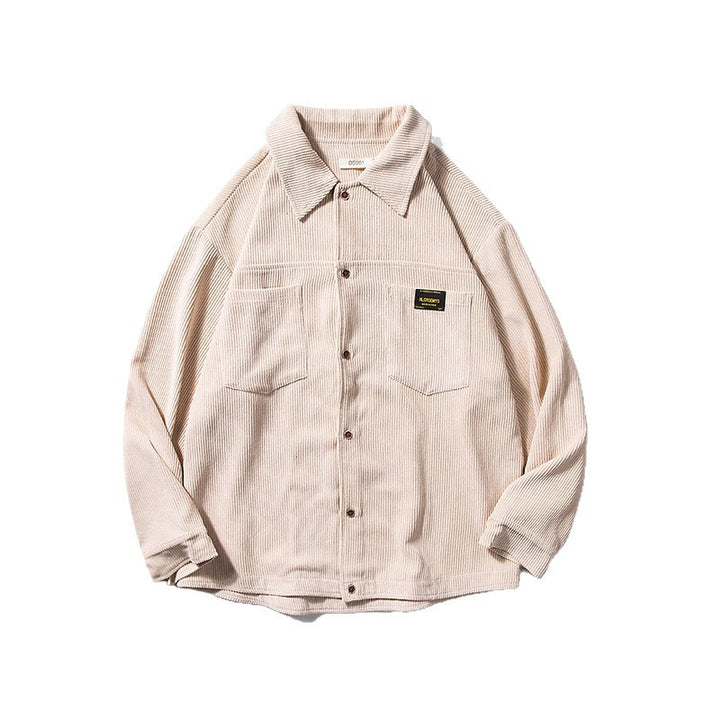 Men's casual corduroy overshirt jacket with button placket and patch chest pockets Mune Fashion