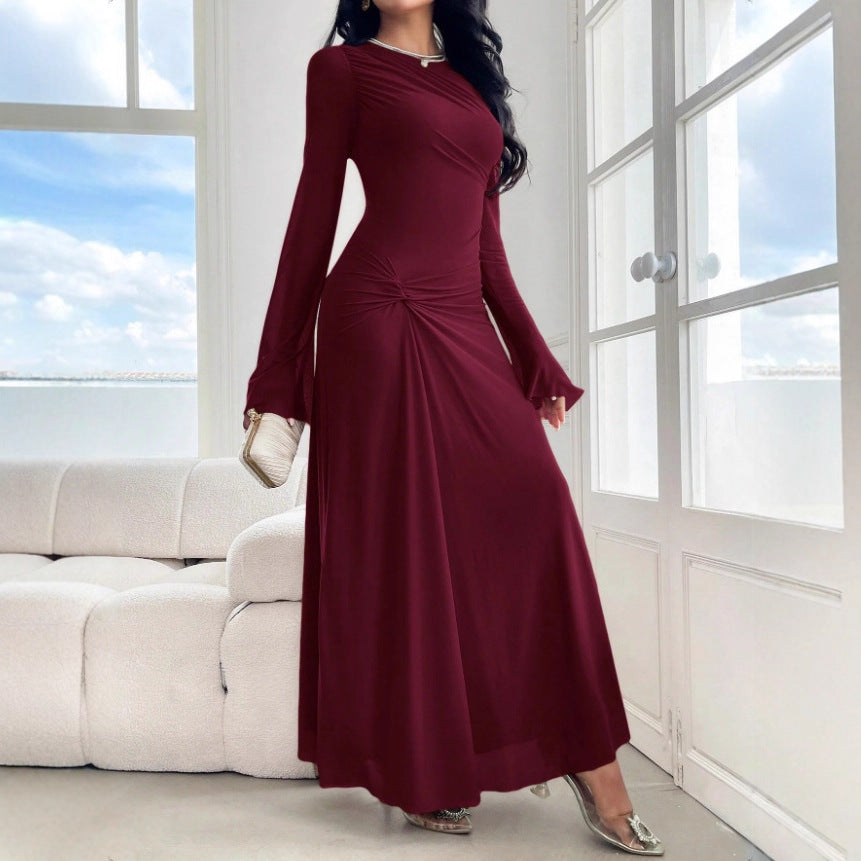 Women's maxi dress with gathered waist and bell sleeves Mune Fashion