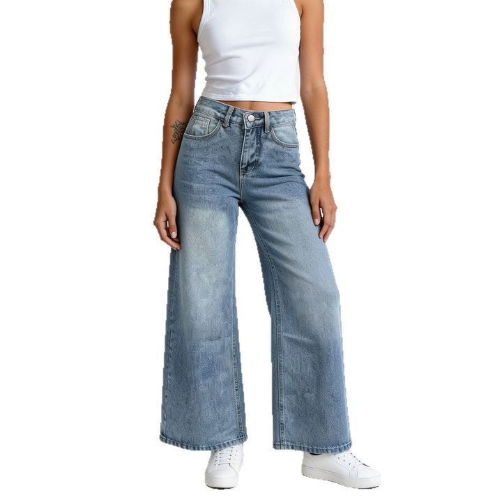 Women's high-waisted Palazzo jeans with extra wide leg and tailored cut Mune Fashion