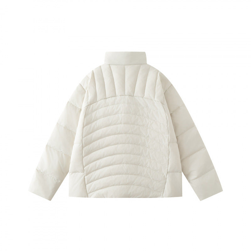 Unisex Boxy padded jacket with high stand-up collar and contrasting two-way zipper Mune Fashion