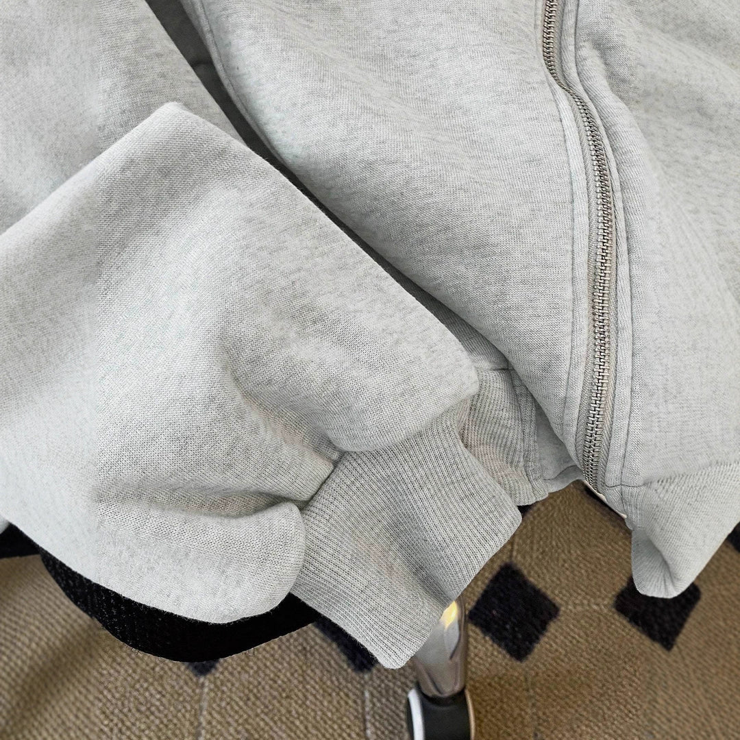 Women Oversized Hoodie Jacket with Asymmetric Zipper and Cut-Out Detail Mune Fashion