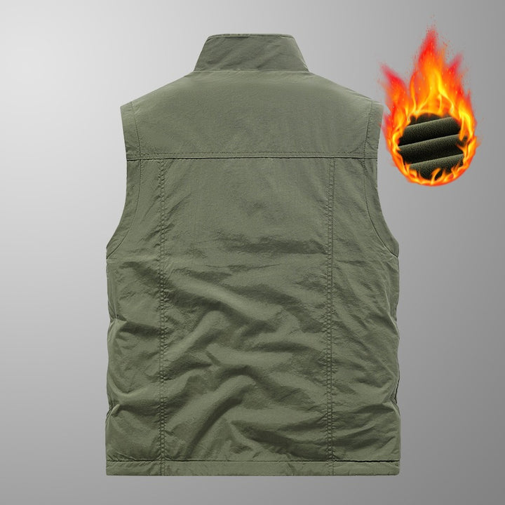 Men's utility vest with multi pockets, stand-up collar & breathable mesh lining Mune Fashion
