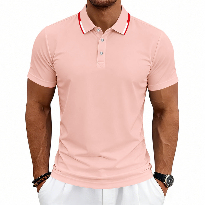 Men's tailored short-sleeve polo shirt with contrast collar made of breathable piqué Mune Fashion